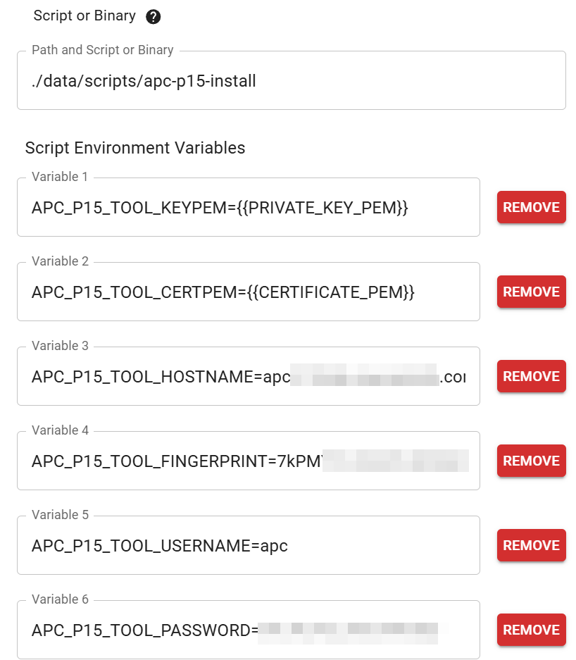 Example APC P15 Tool Configuration