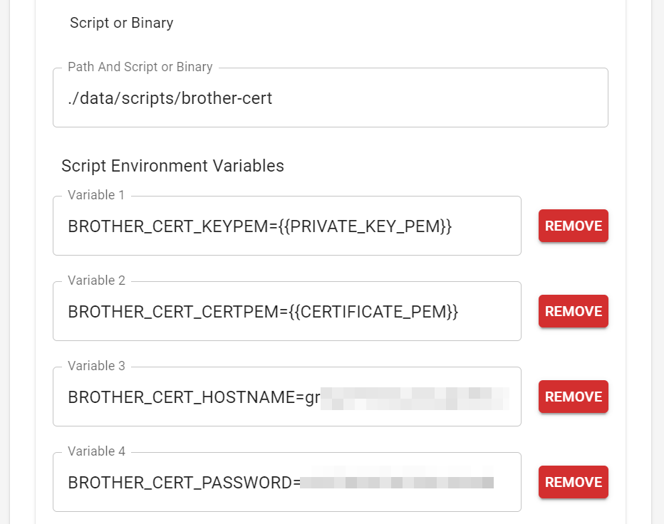 Example Brother Cert Configuration