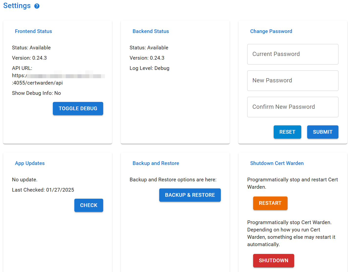 Settings Page